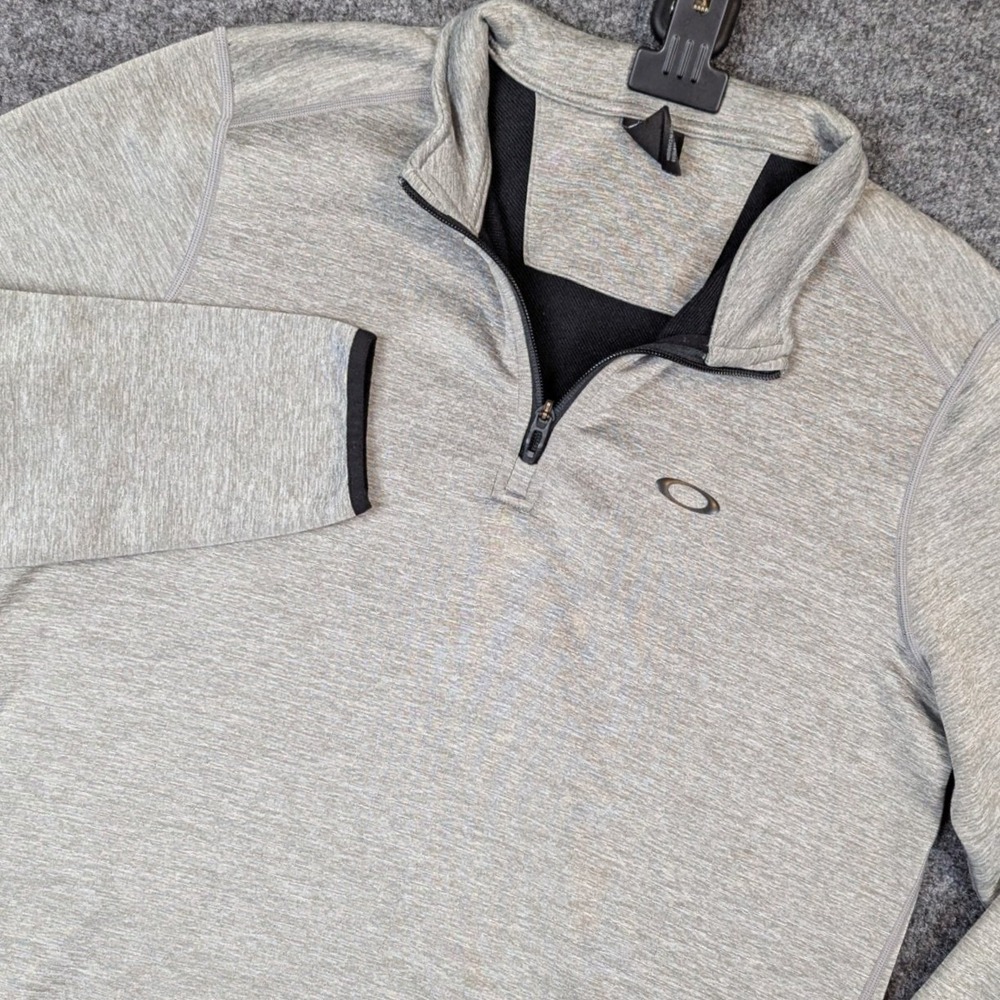 Oakley Mens Quarter Zip Pullover Heather Gray Space Dye Athletic Small 461728
